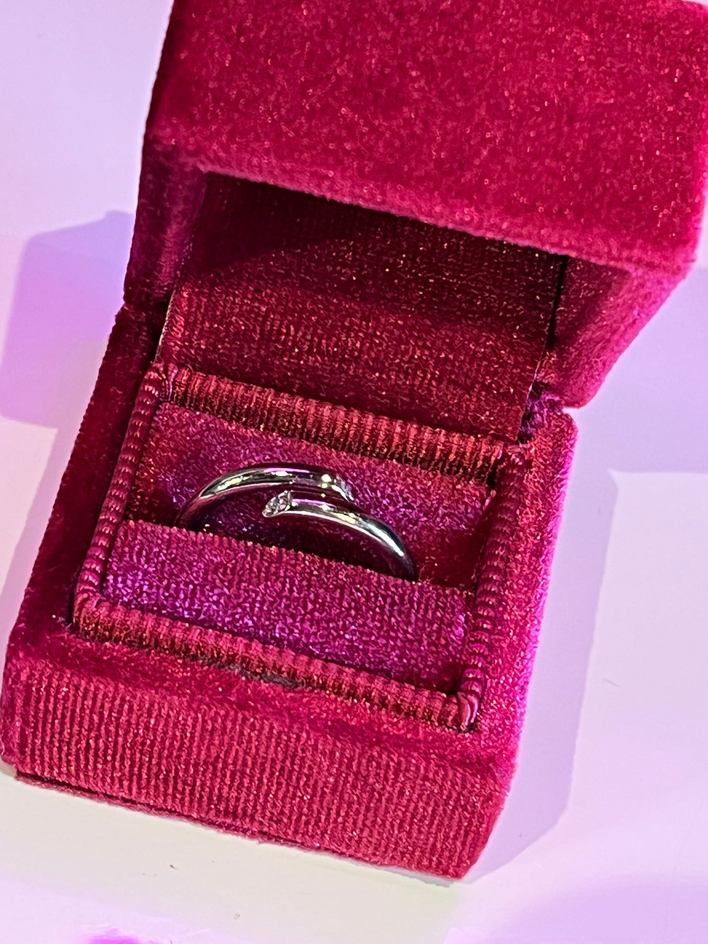 Vintage 10k White Gold Micro Diamond Promise Ring