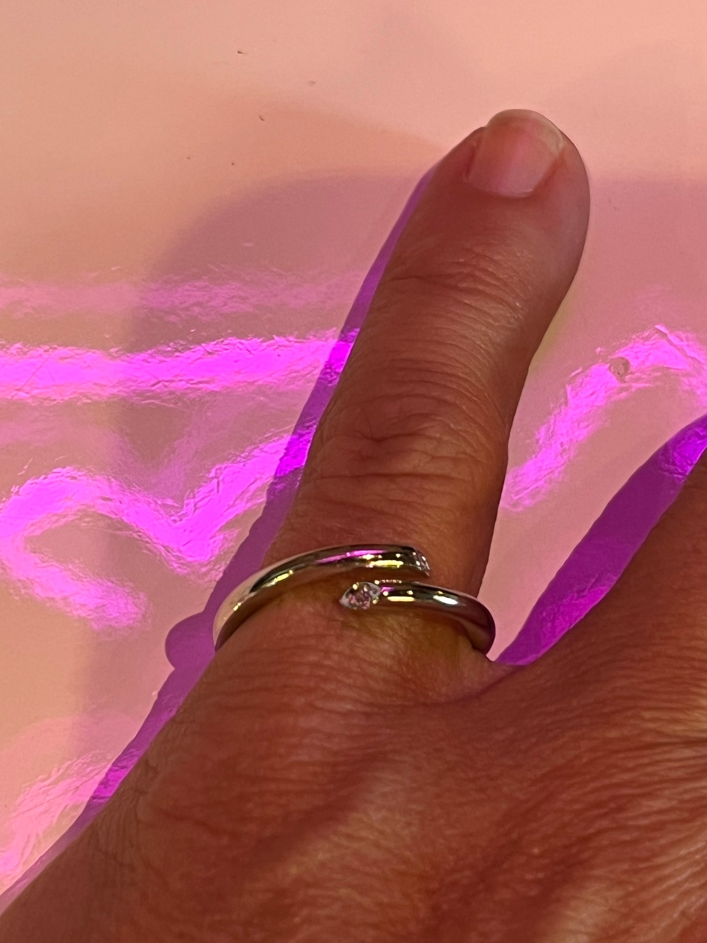 Vintage 10k White Gold Micro Diamond Promise Ring