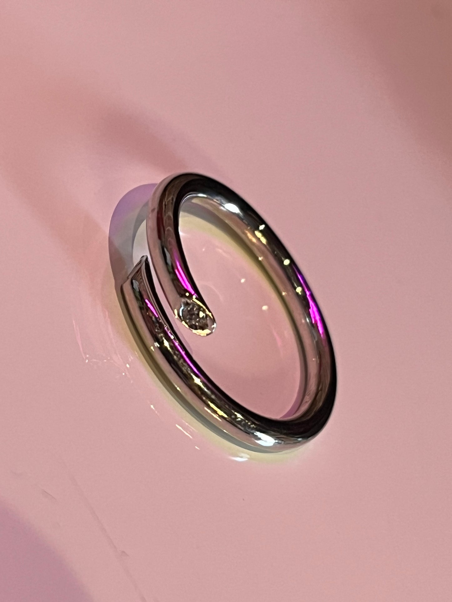 Vintage 10k White Gold Micro Diamond Promise Ring