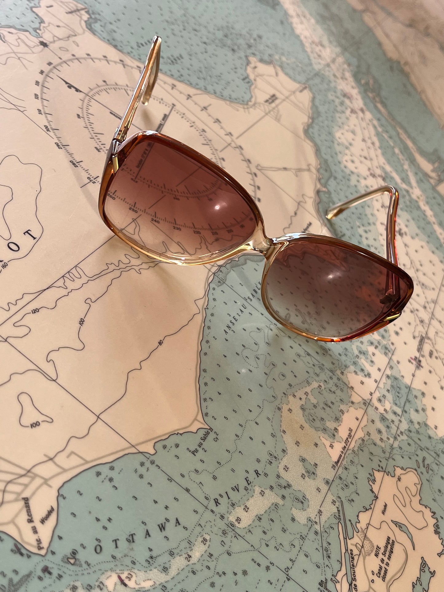 Vintage 70s Bausch & Lomb Oversized Amber Sunglasses