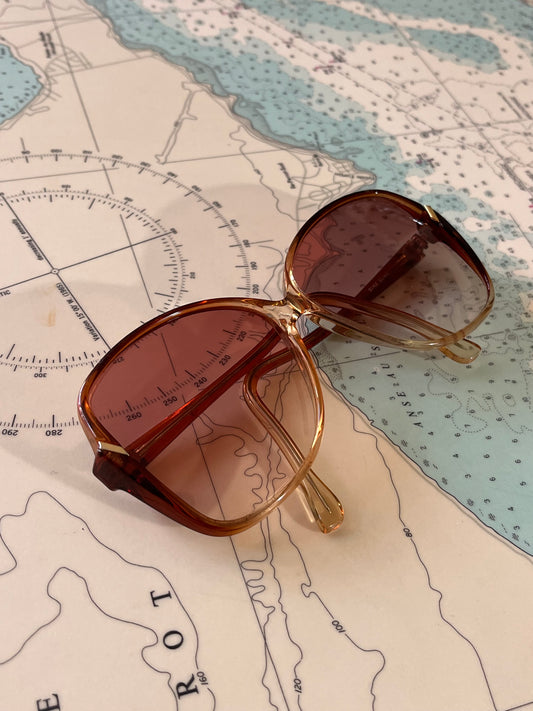Vintage 70s Bausch & Lomb Oversized Amber Sunglasses