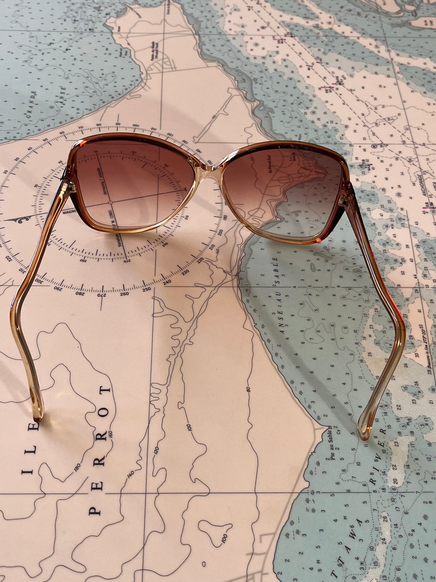 Vintage 70s Bausch & Lomb Oversized Amber Sunglasses