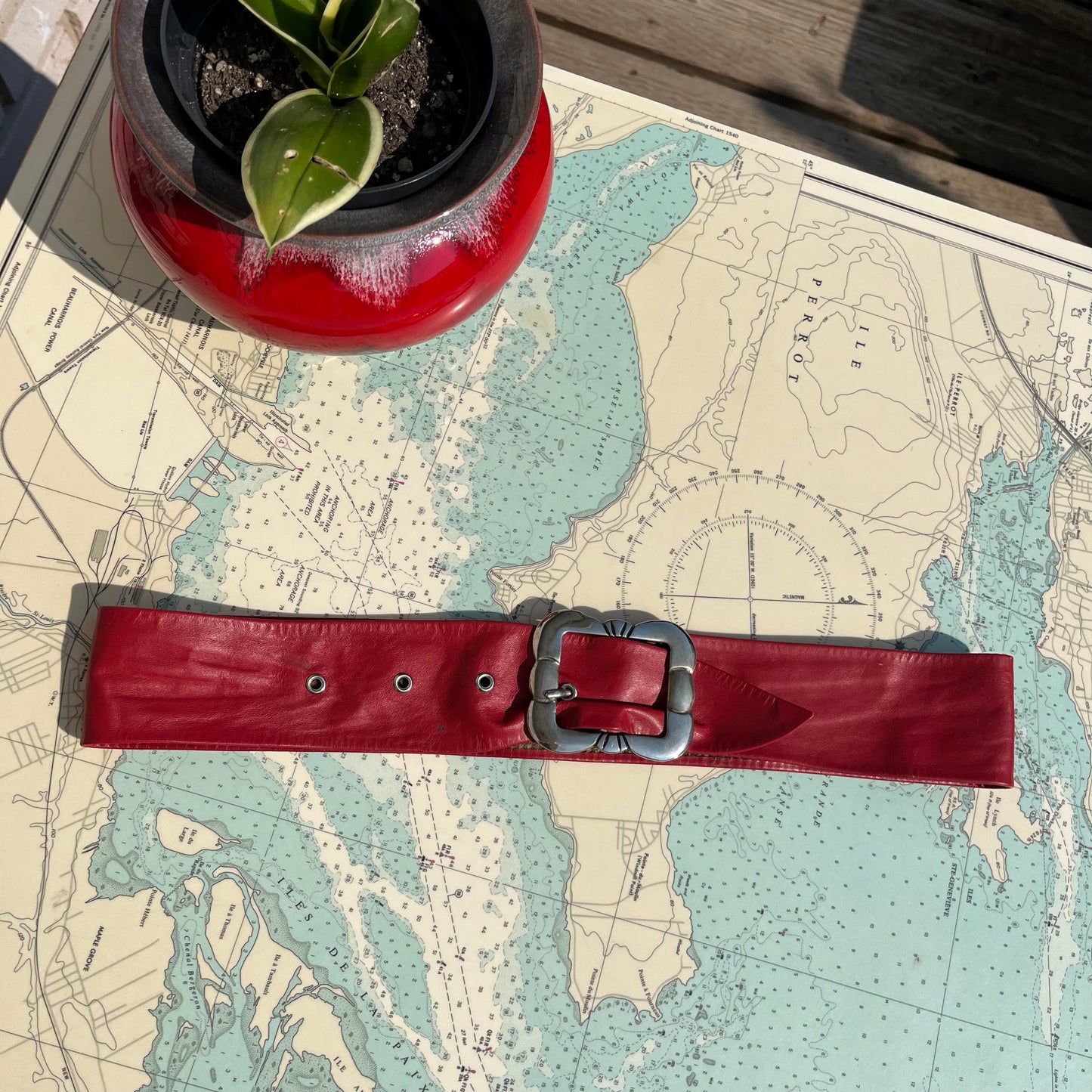 Vintage 90s Chunky Red Leather Belt