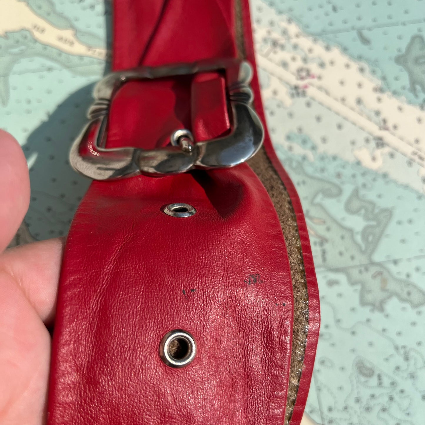 Vintage 90s Chunky Red Leather Belt