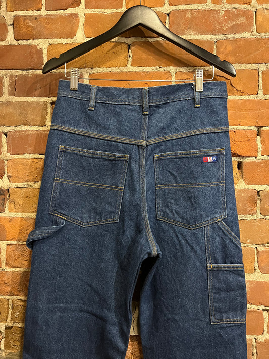 Vintage 90s USA Dark Denim Wide Leg Cargo Jeans
