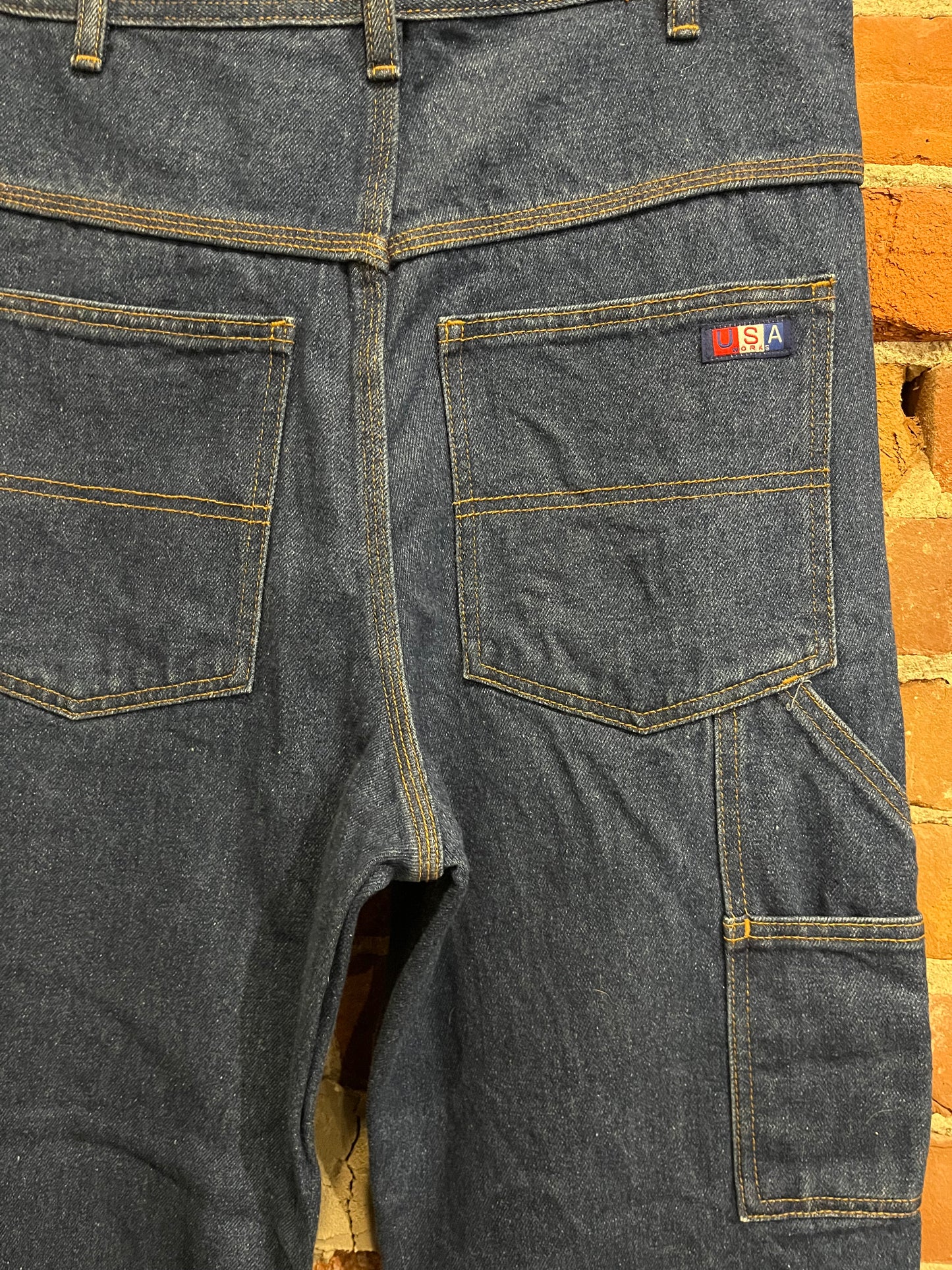 Vintage 90s USA Dark Denim Wide Leg Cargo Jeans