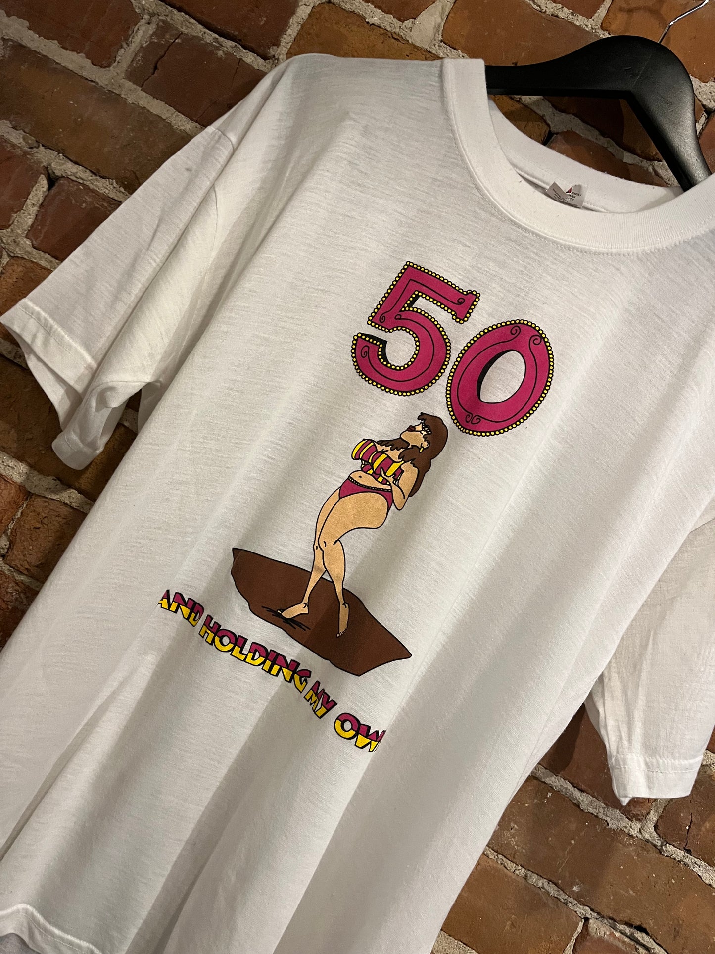 Vintage 90s 50... And Holding My Own Birthday Graphic Tee Shirt