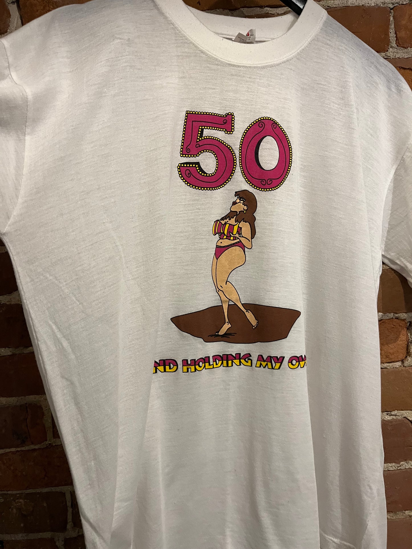 Vintage 90s 50... And Holding My Own Birthday Graphic Tee Shirt