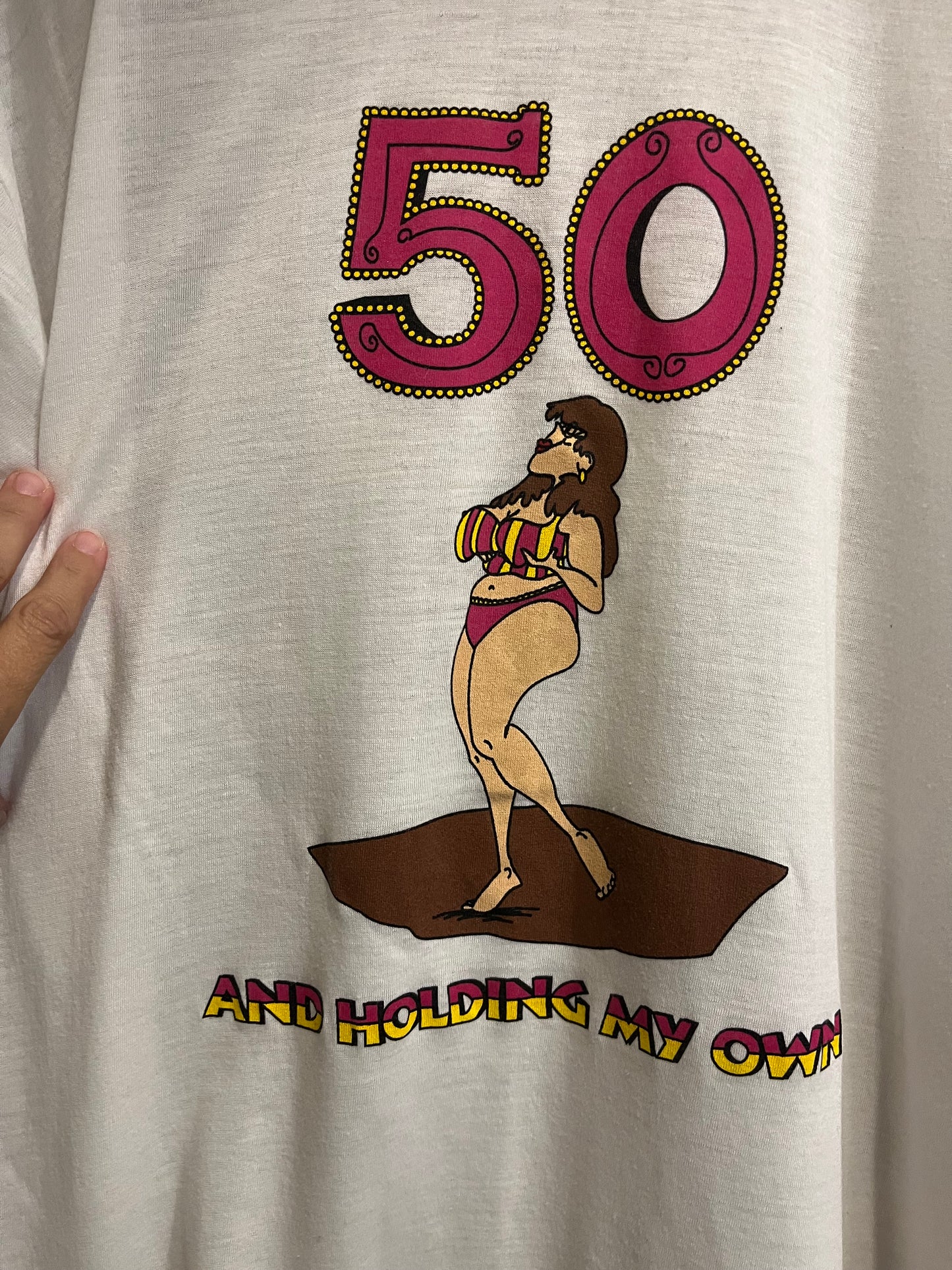 Vintage 90s 50... And Holding My Own Birthday Graphic Tee Shirt