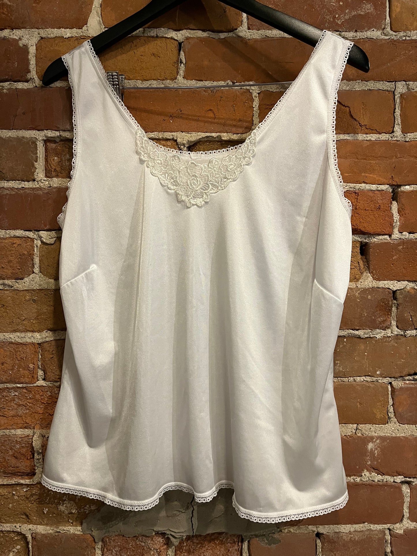 Vintage White Satin Lace Trimmed Camisole