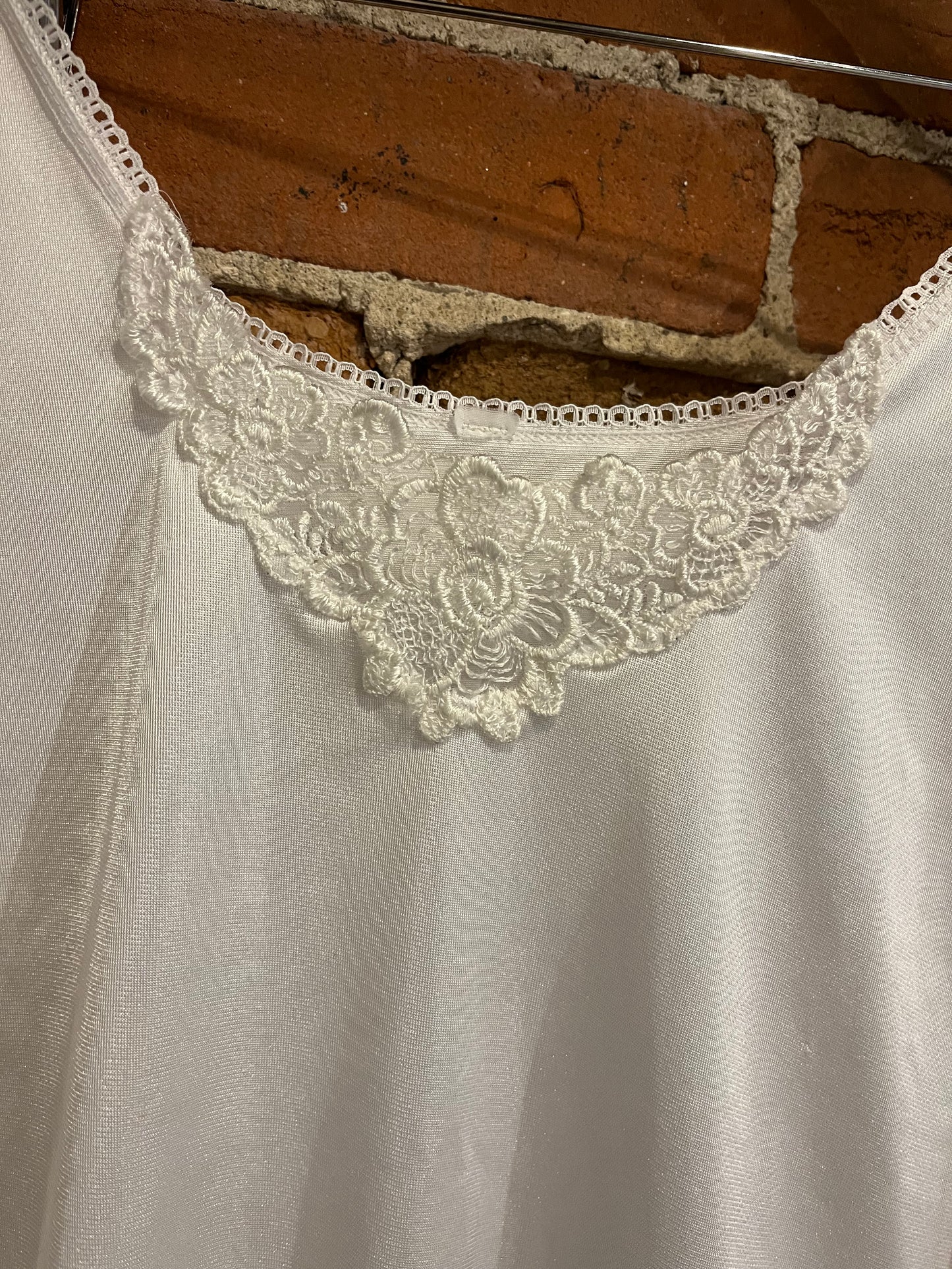 Vintage White Satin Lace Trimmed Camisole
