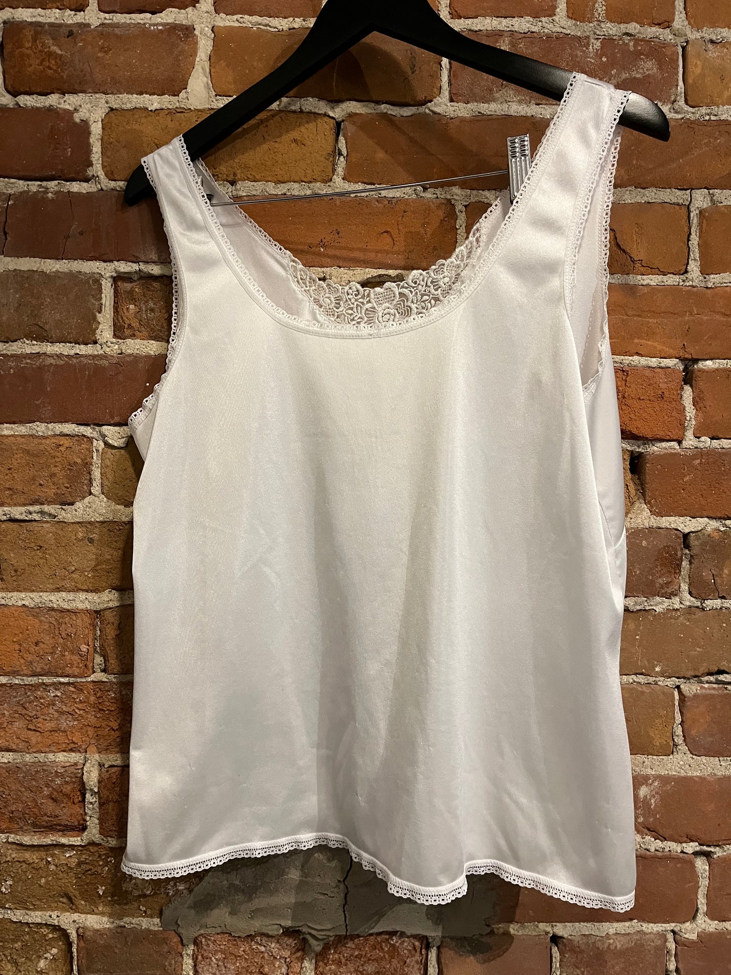 Vintage White Satin Lace Trimmed Camisole