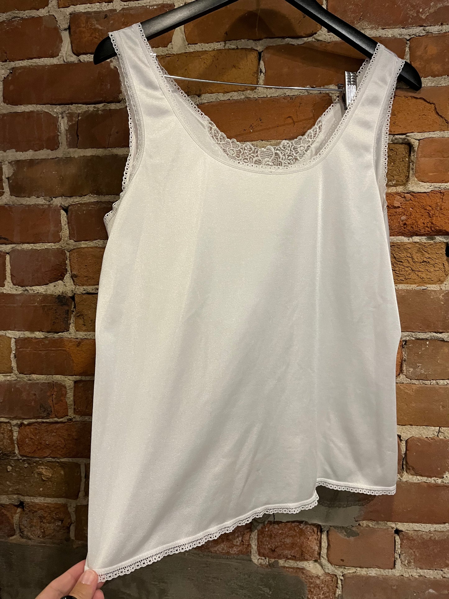 Vintage White Satin Lace Trimmed Camisole
