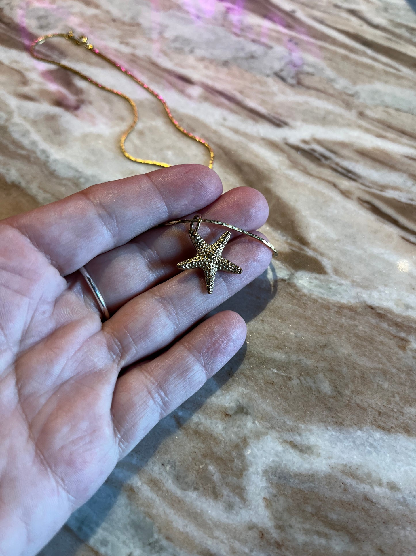 Vintage Gold Starfish Pendant Necklace