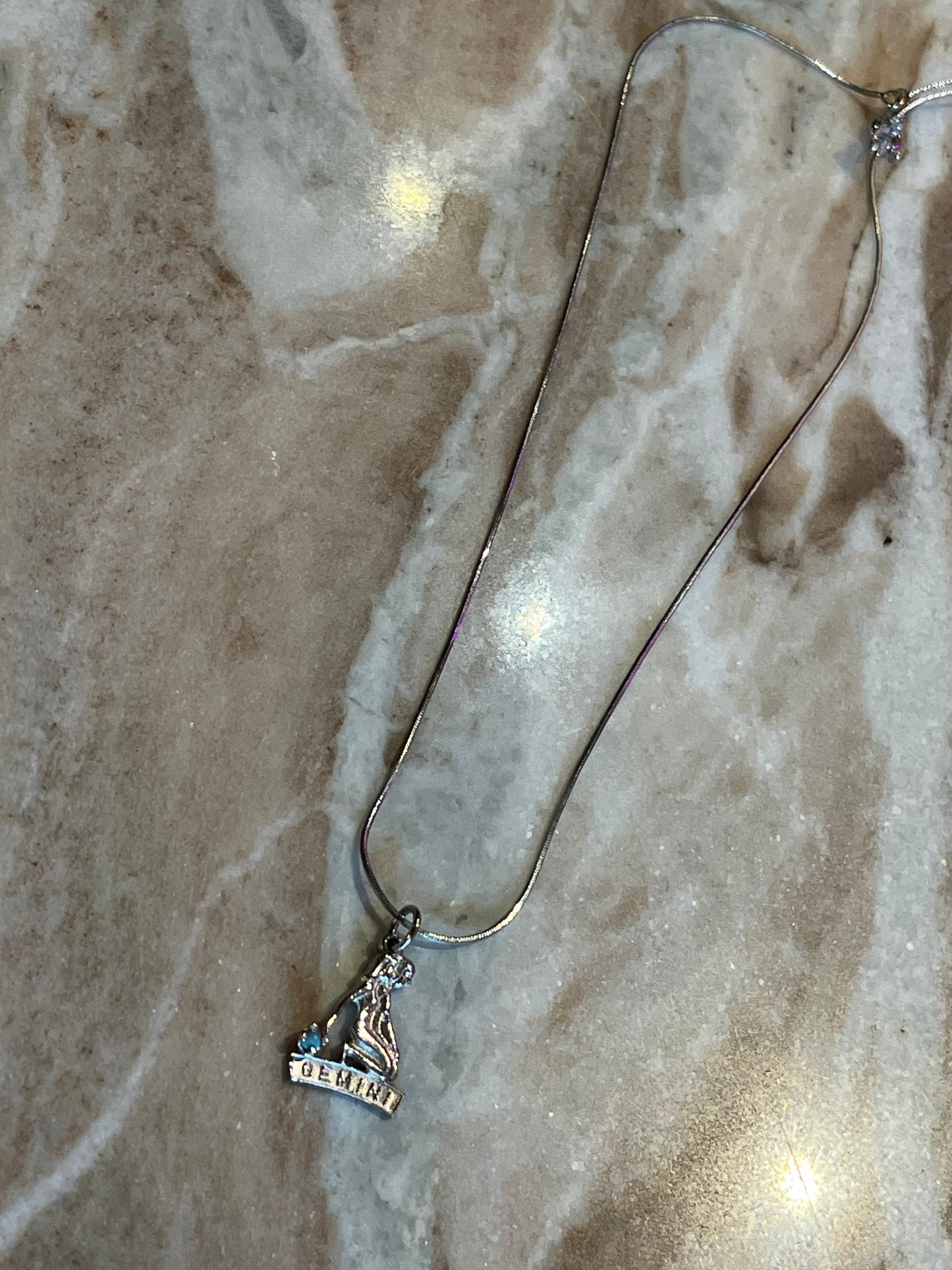 Vintage Sterling Silver Gemini Pendant Necklace