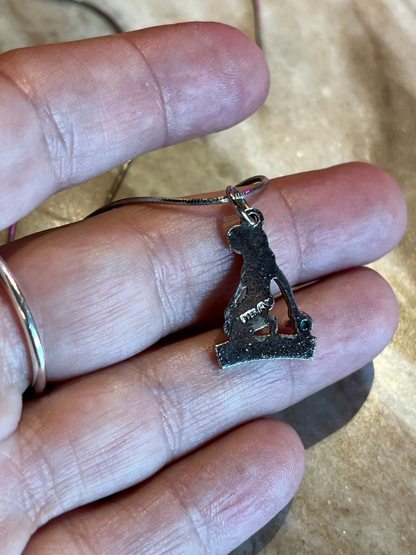 Vintage Sterling Silver Gemini Pendant Necklace