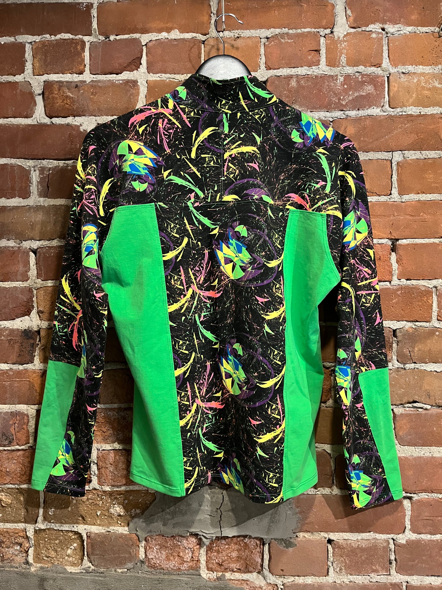 Vintage Neon Green Black Splatter Long Sleeve Shirt