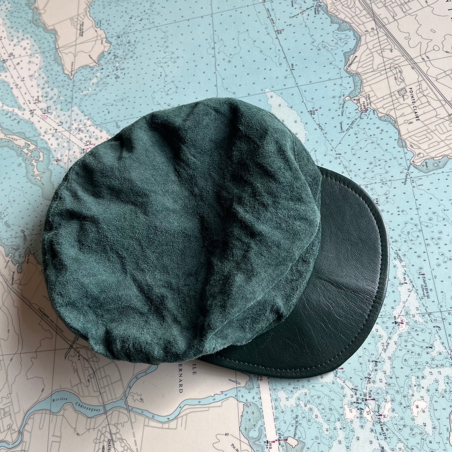 Vintage Green Suede Hat with Brim