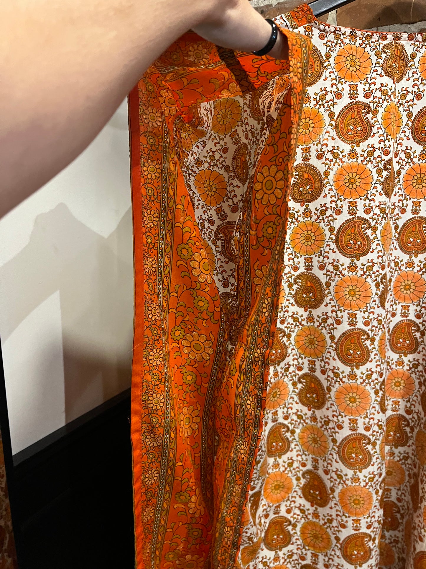 Vintage 70s Orange Floral Caftan