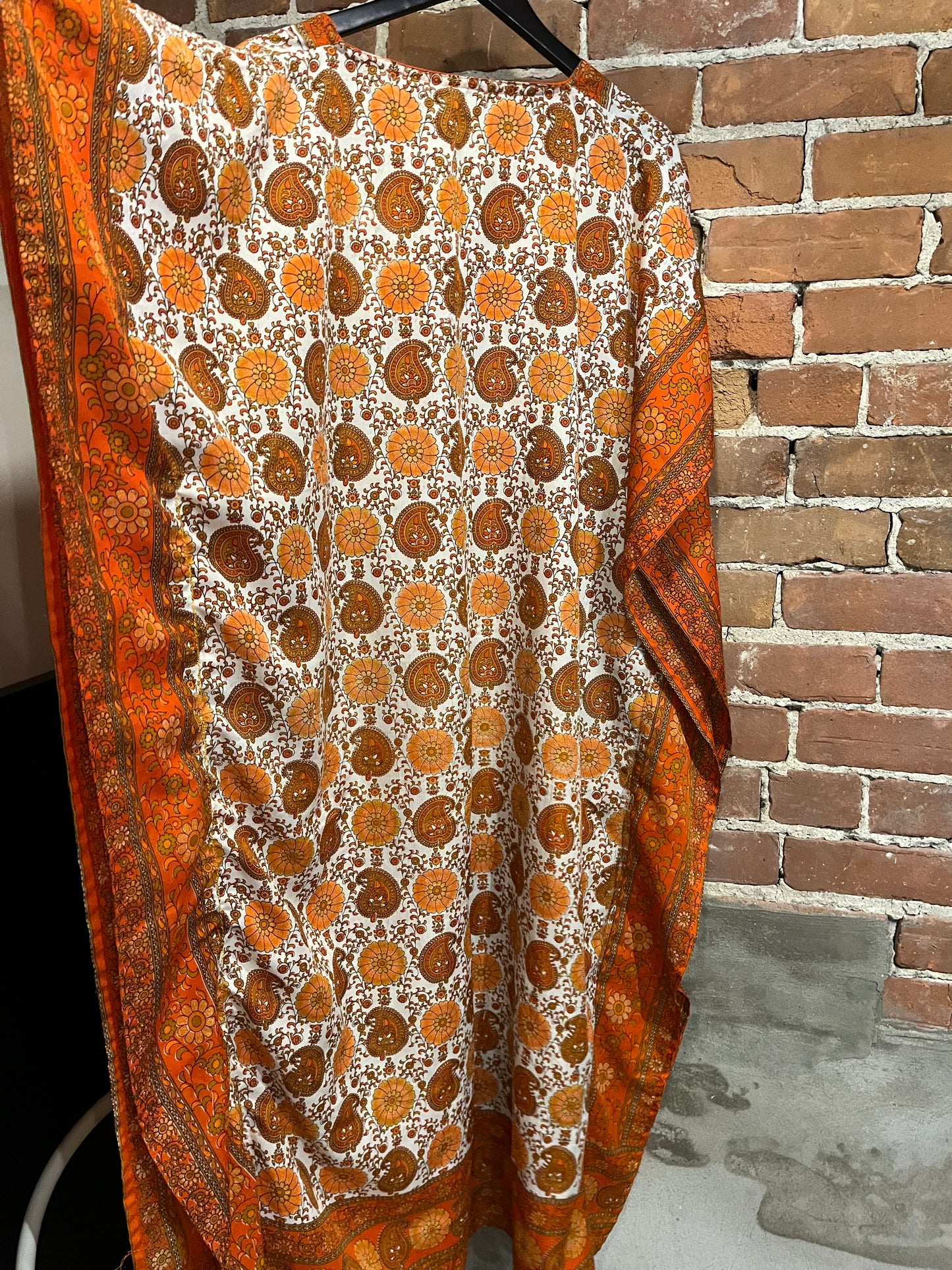 Vintage 70s Orange Floral Caftan