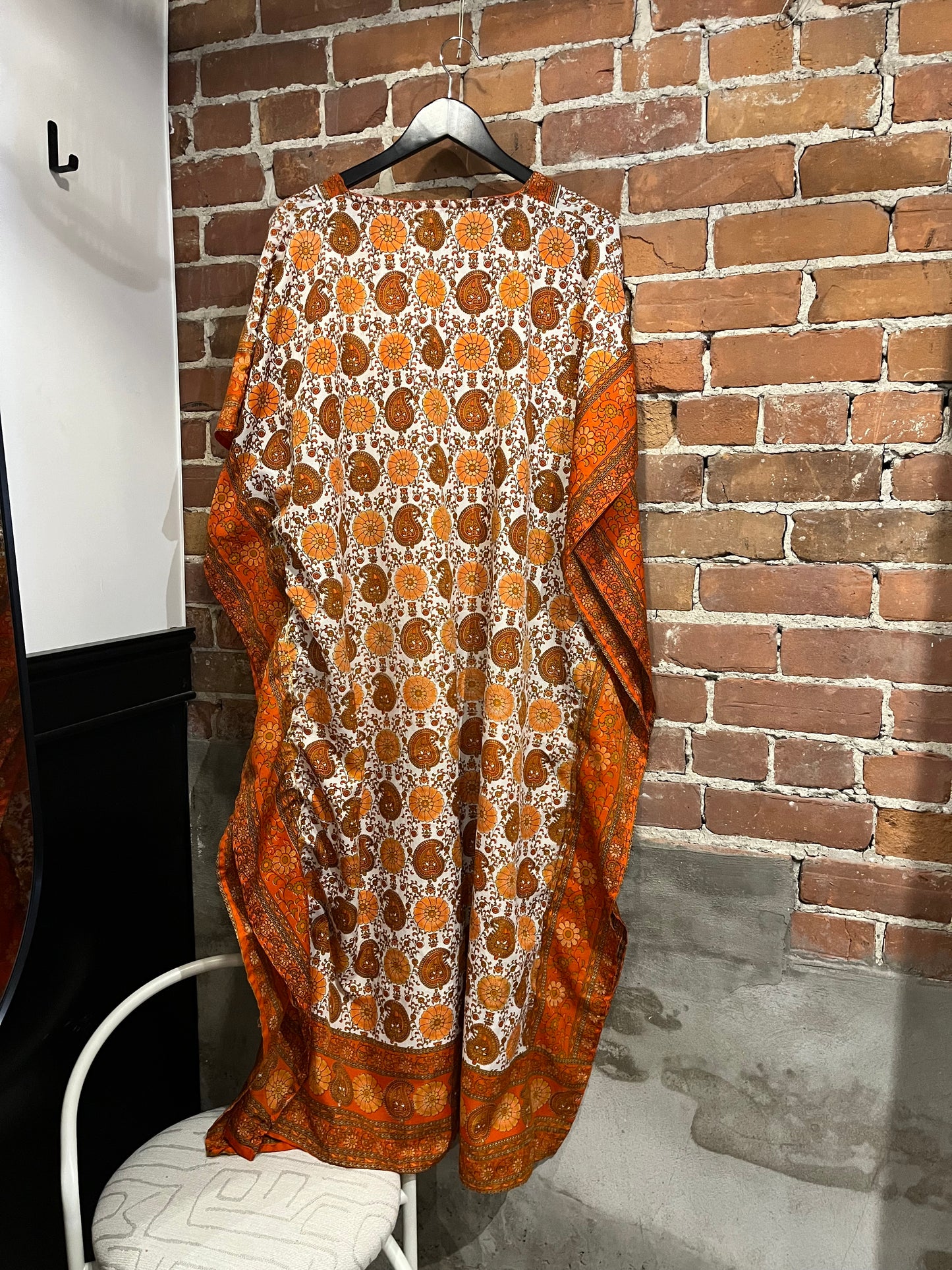 Vintage 70s Orange Floral Caftan