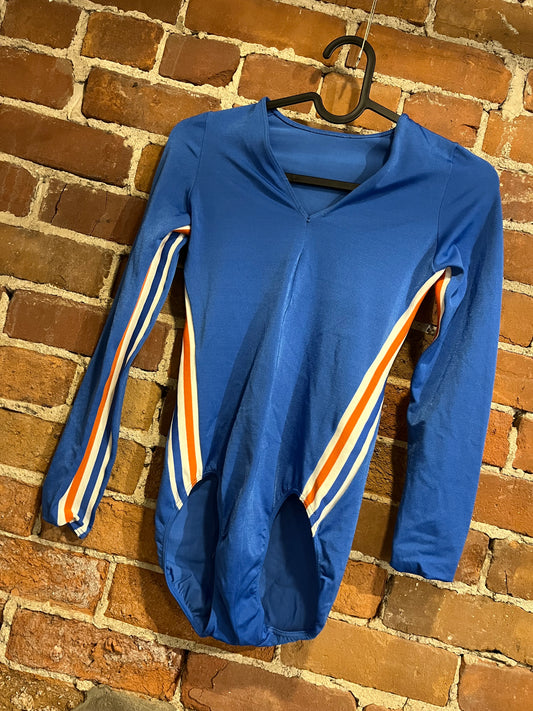 Vintage Blue White and Gold Stretchy Bodysuit