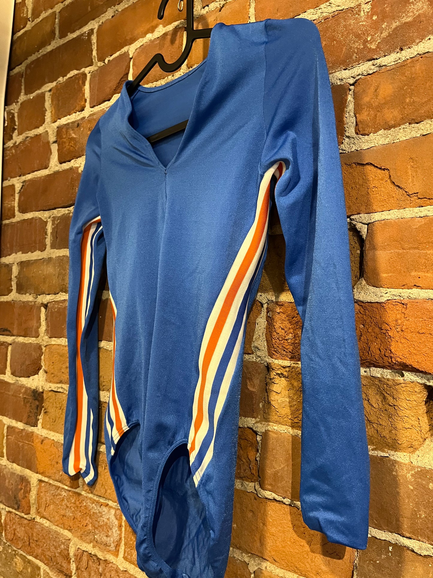 Vintage Blue White and Gold Stretchy Bodysuit
