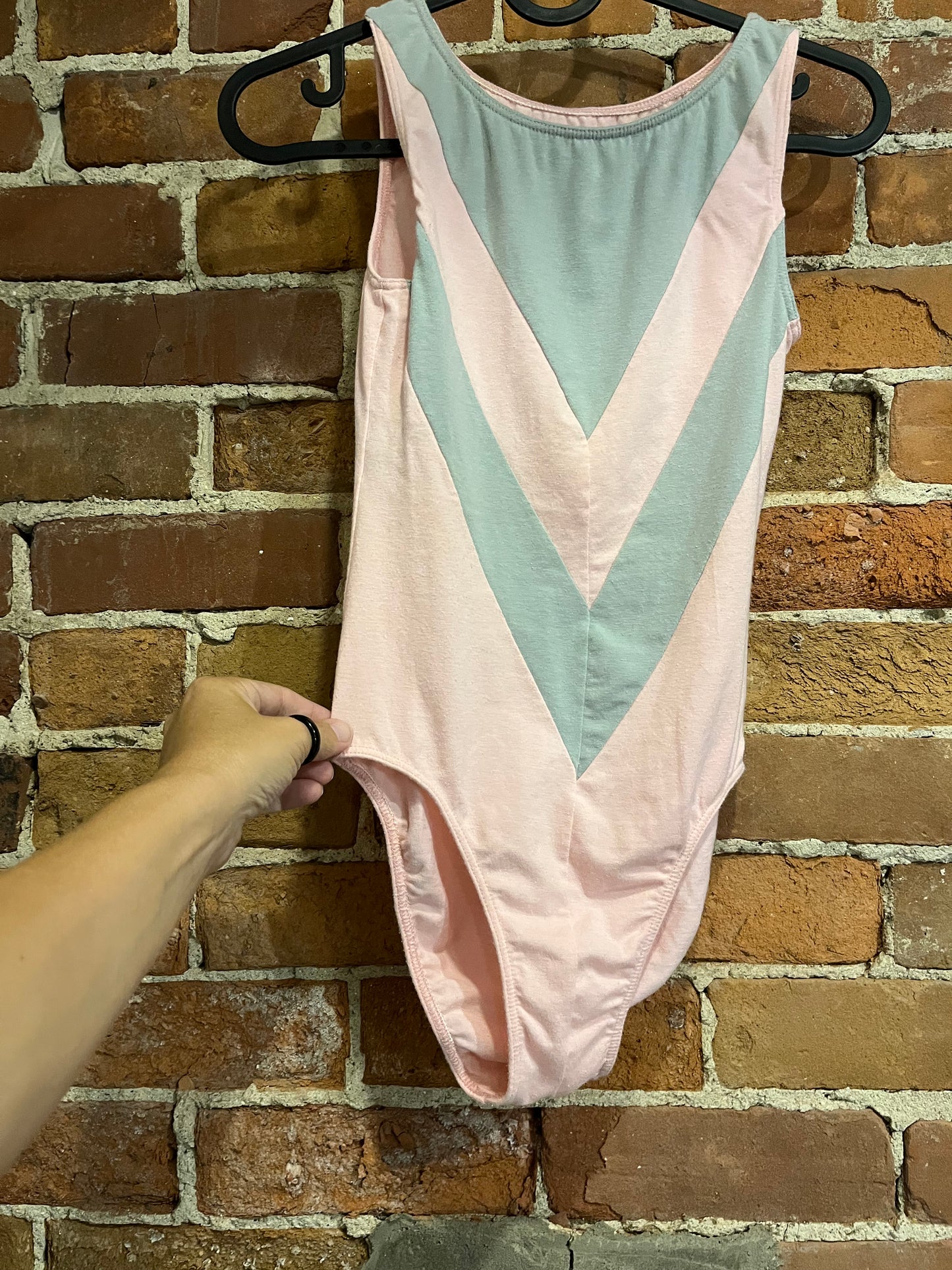 Vintage Figures Pink and Grey Chevron Bodysuit