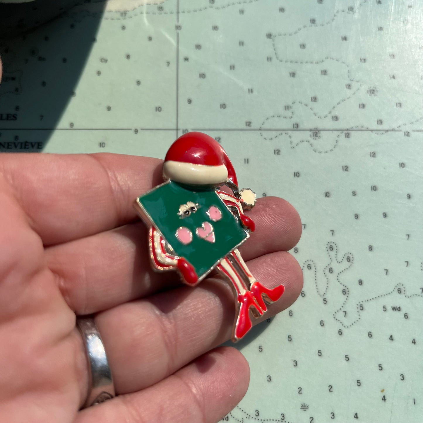 Vintage 90s Anthropomorphic Christmas Gift / Holiday Pin / Brooch