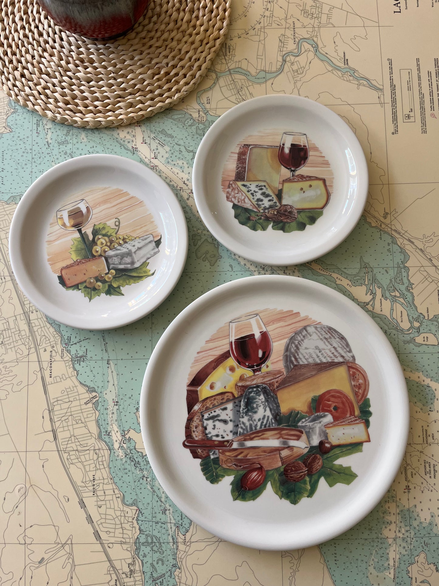 Vintage Set of Three Lubiana Cheese Plates