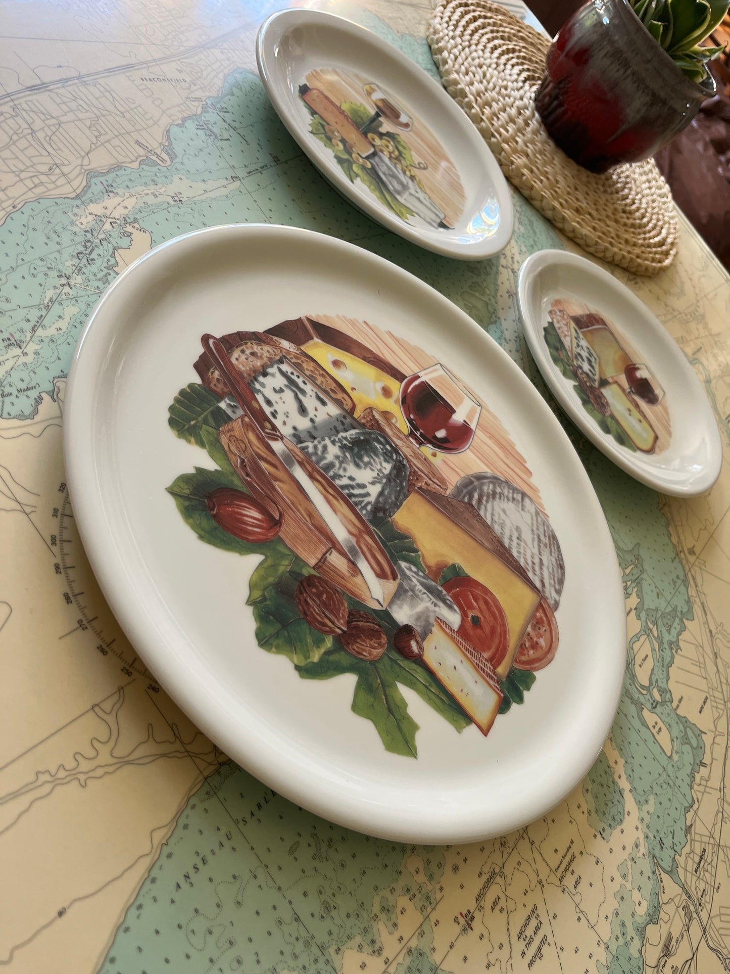 Vintage Set of Three Lubiana Cheese Plates