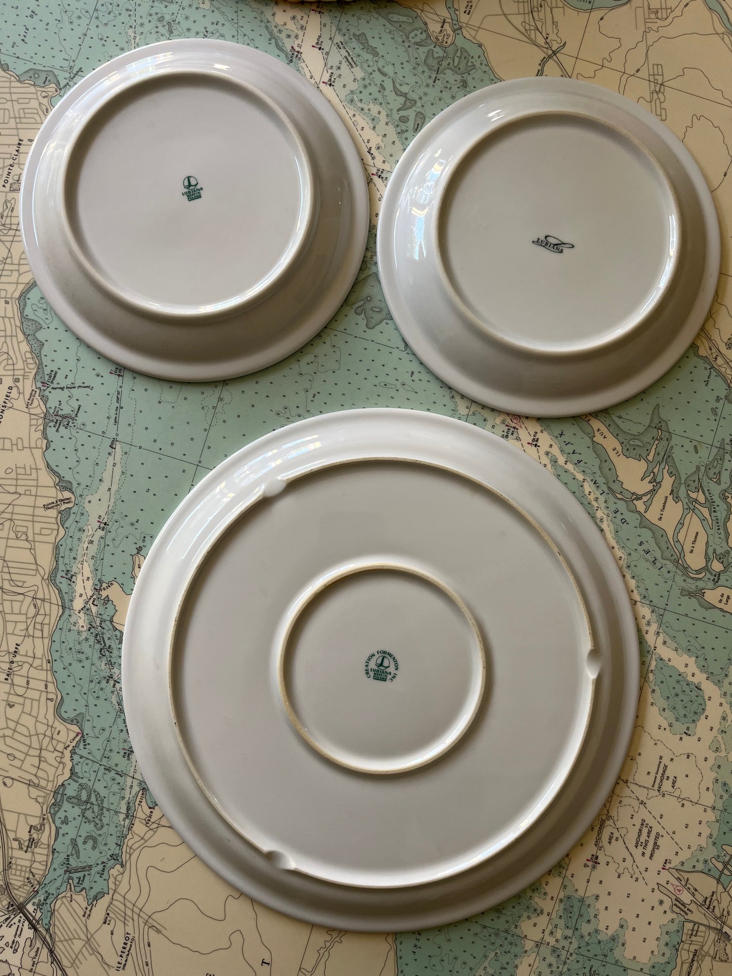 Vintage Set of Three Lubiana Cheese Plates