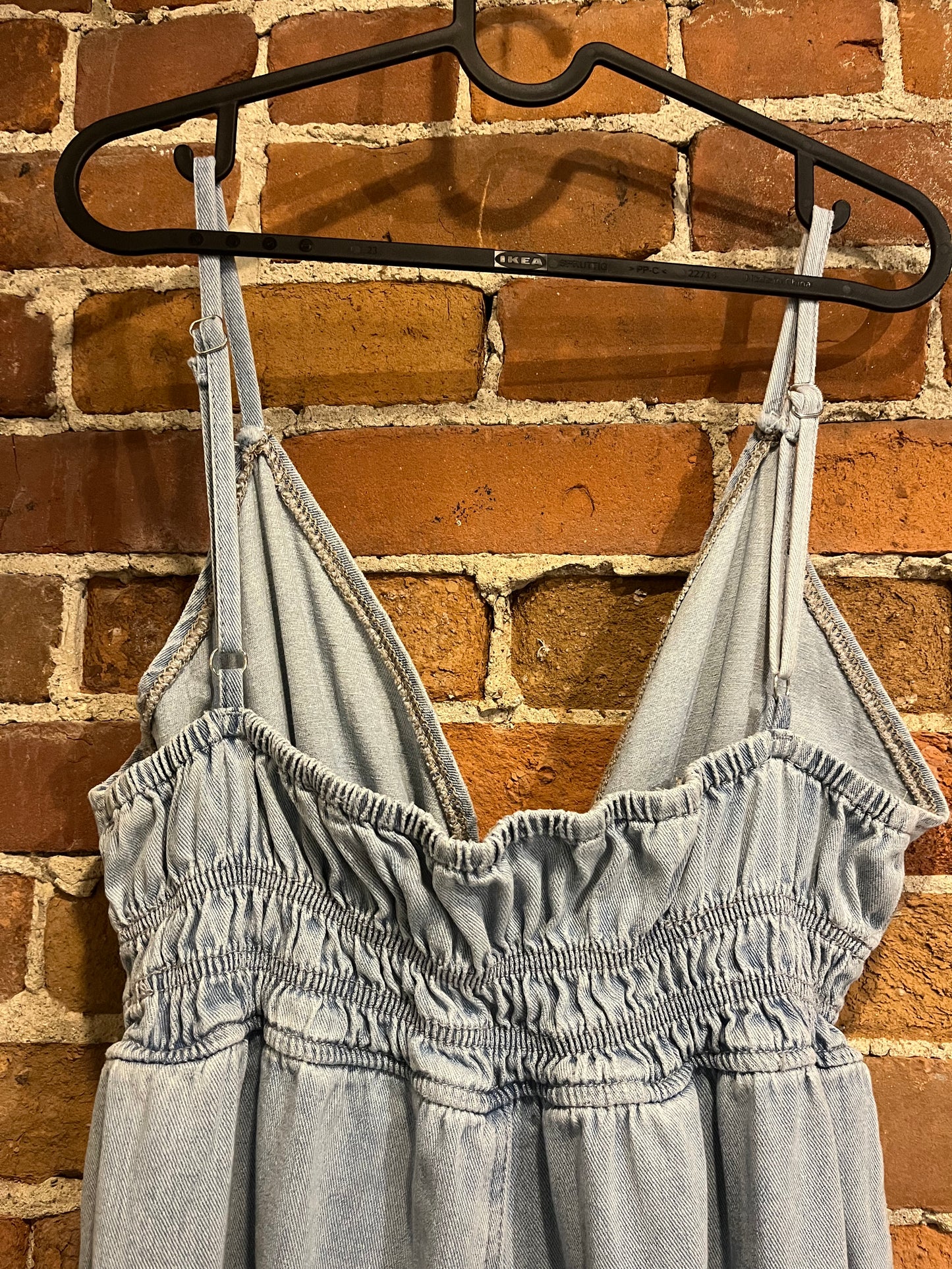 Denim V Neck Wide Leg Jumpsuit