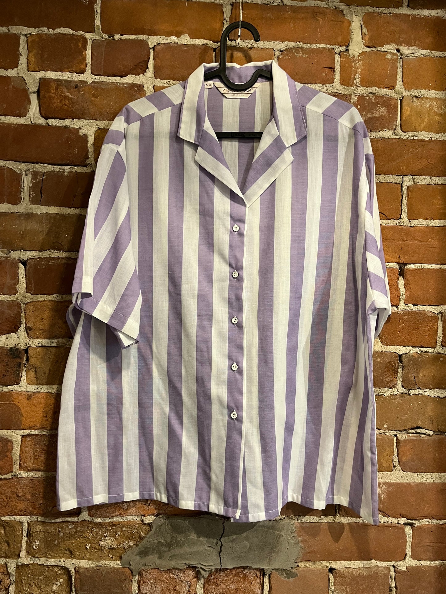 Vintage 80s Purple and White Stripe Career Club Blouse