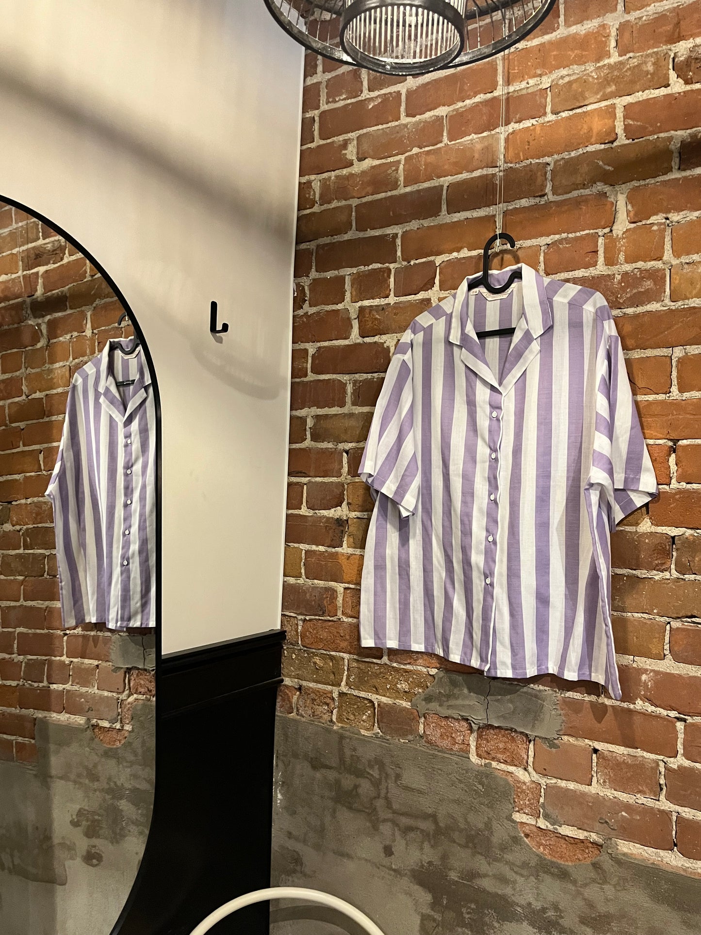 Vintage 80s Purple and White Stripe Career Club Blouse