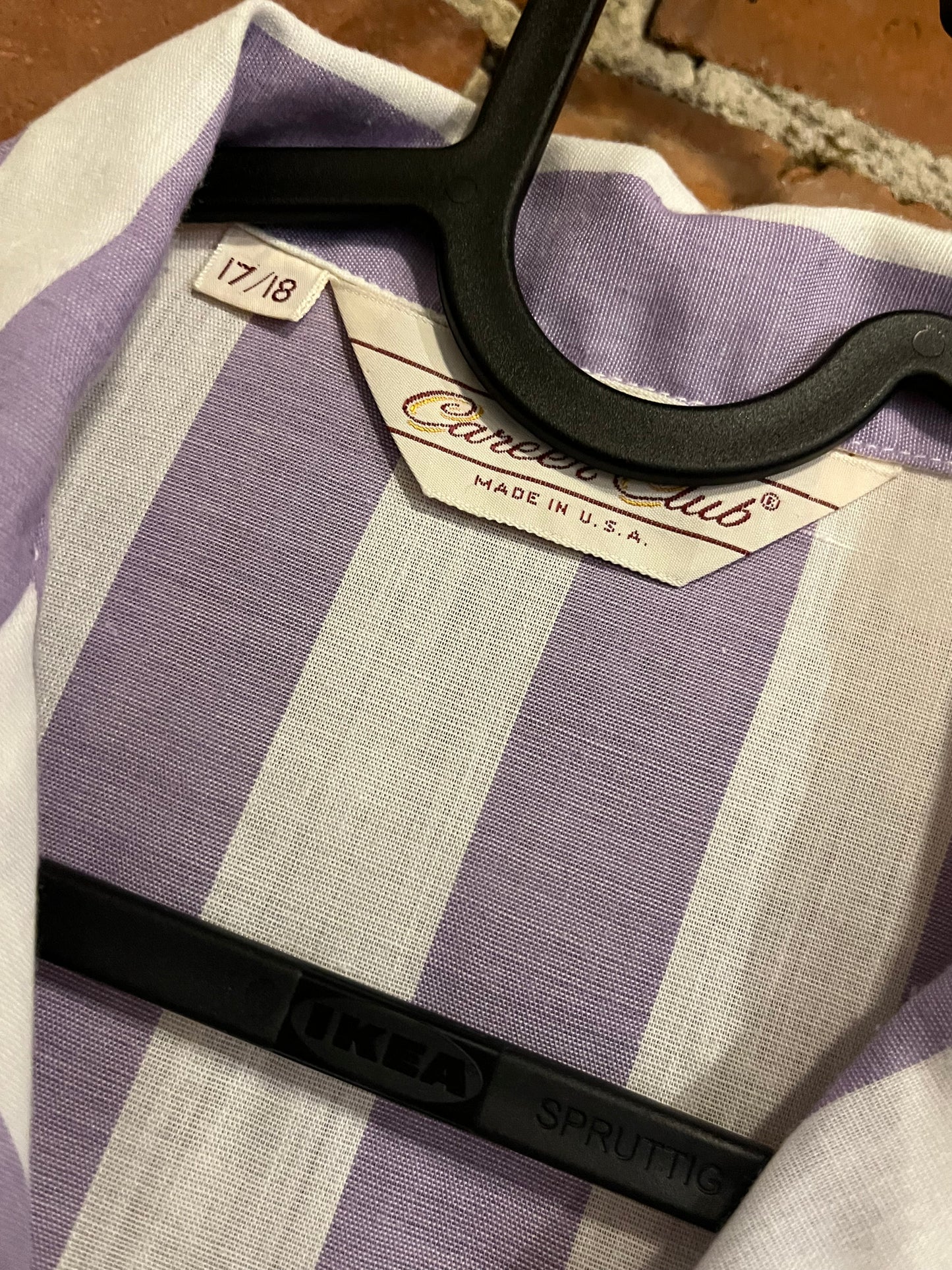 Vintage 80s Purple and White Stripe Career Club Blouse