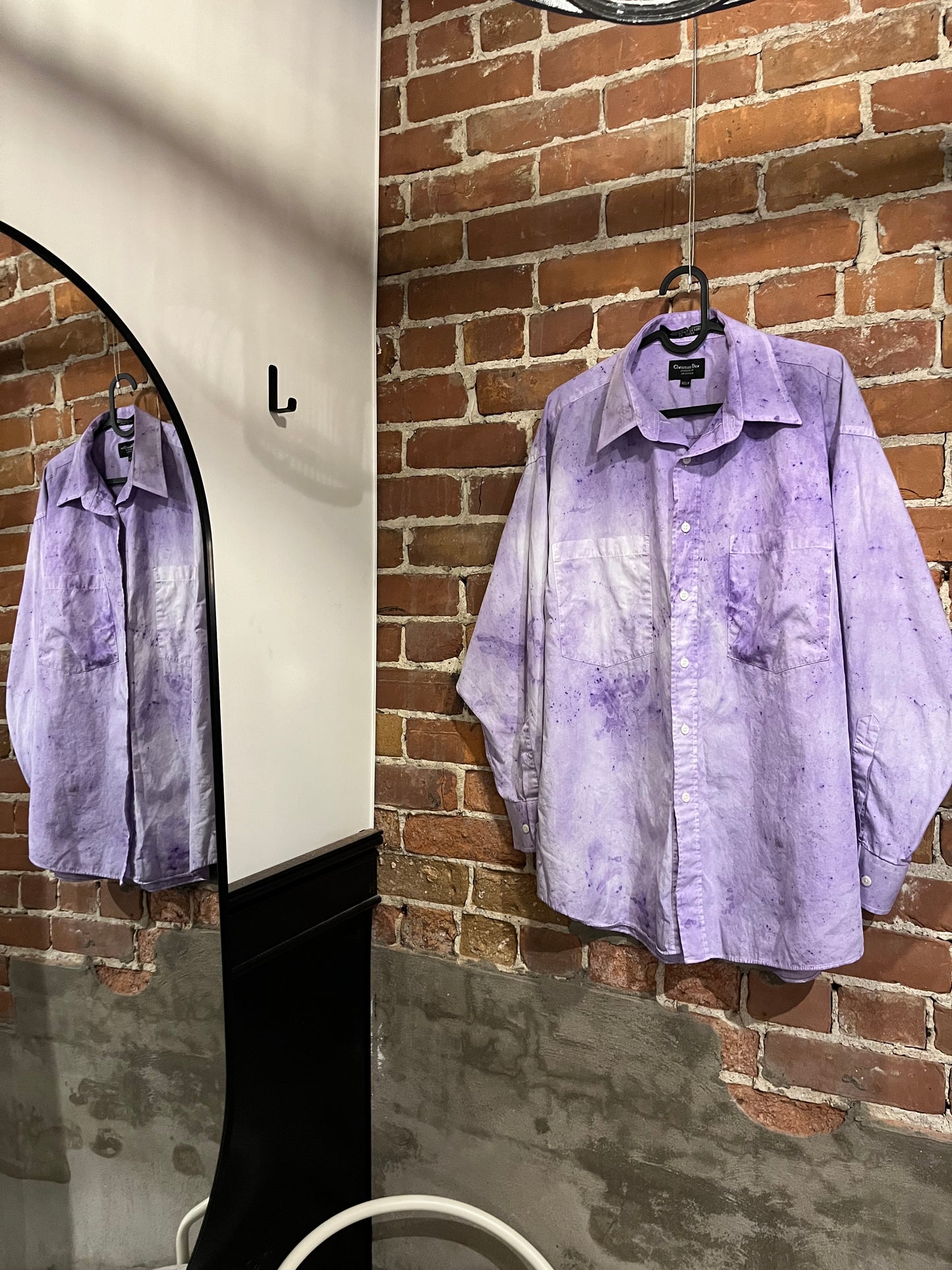 Vintage Christian Dior Splatter Dyed 100% Cotton Long Sleeve Button Up