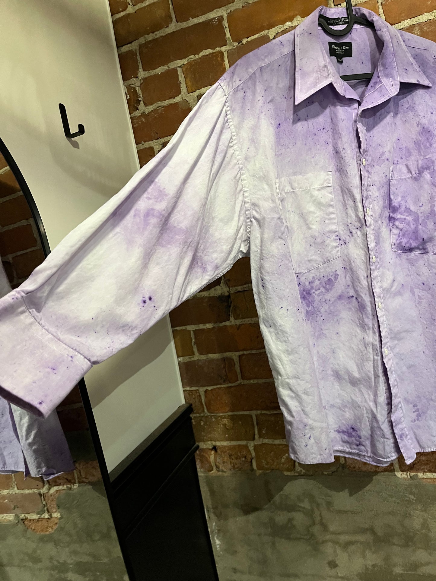 Vintage Christian Dior Splatter Dyed 100% Cotton Long Sleeve Button Up