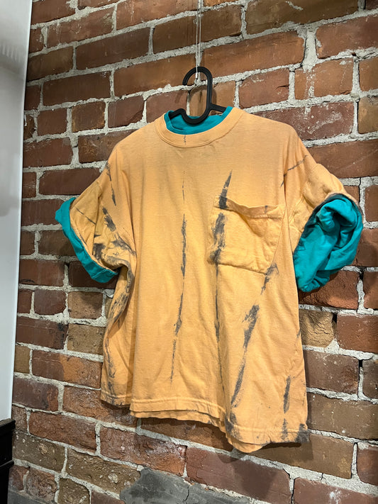 Vintage Land 'n Sea Tie Dyed Layered Look Tee Shirt