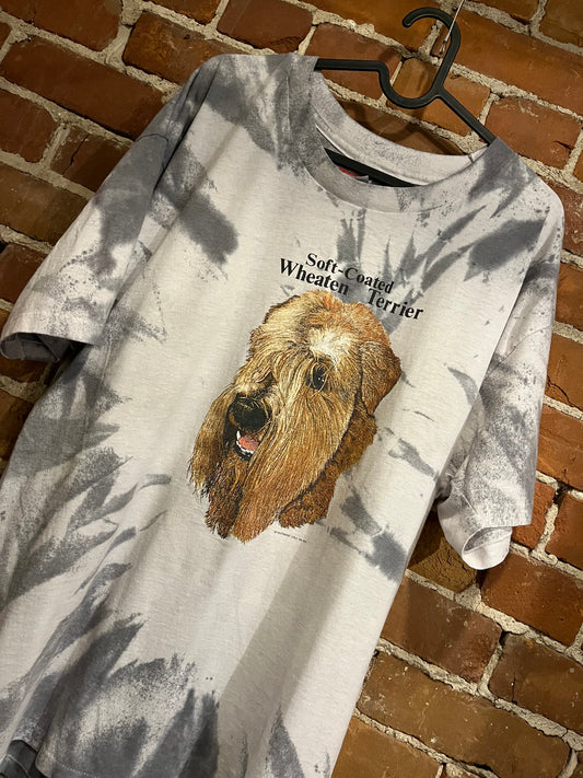 Vintage 1990 Soft Coated Wheaten Terrier Graphic Tie Dye Tee