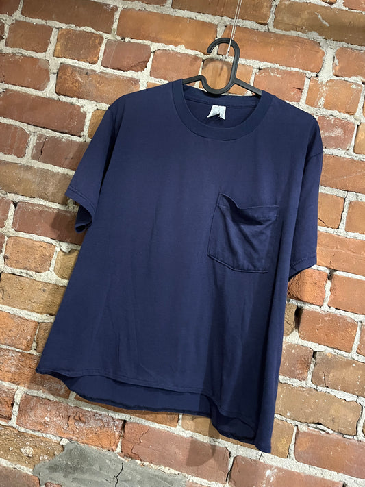 Vintage Navy Fruit of the Loom Pocket Tee Shirt