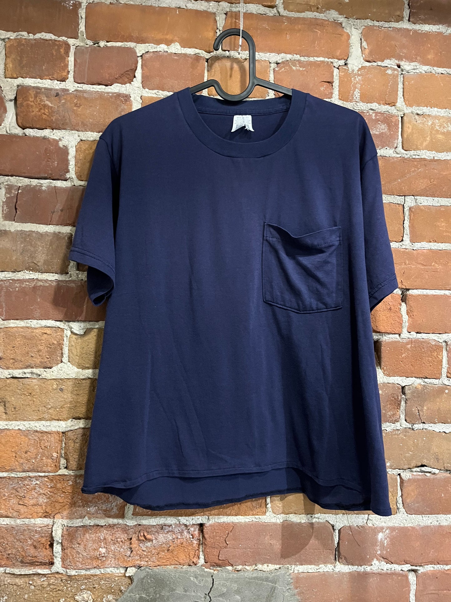 Vintage Navy Fruit of the Loom Pocket Tee Shirt