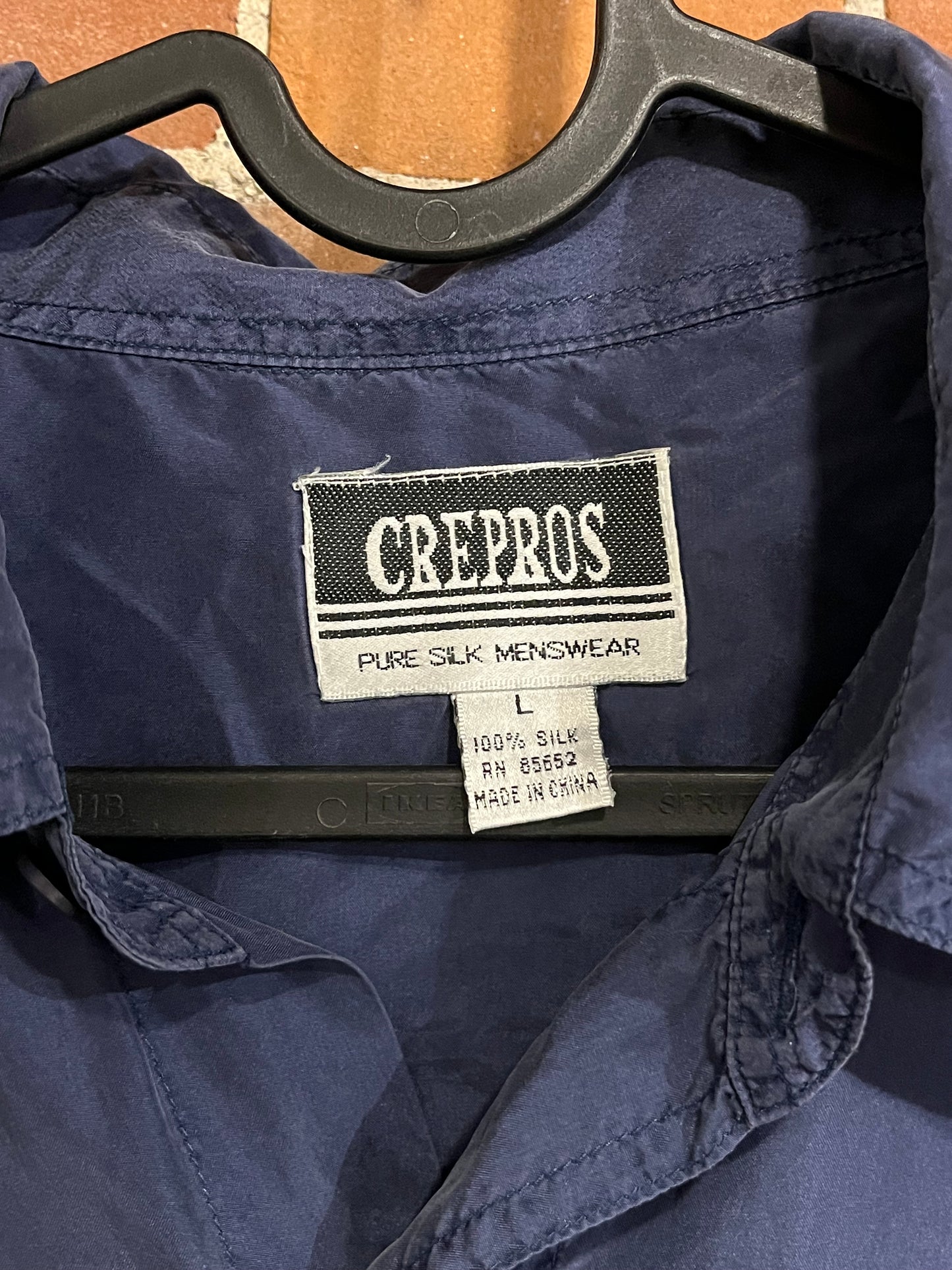 Vintage Crepros Pure Silk Menswear Long Sleeve Blue Button Up Shirt
