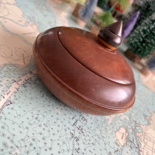 Vintage Decorative Wood Bowl with Lid