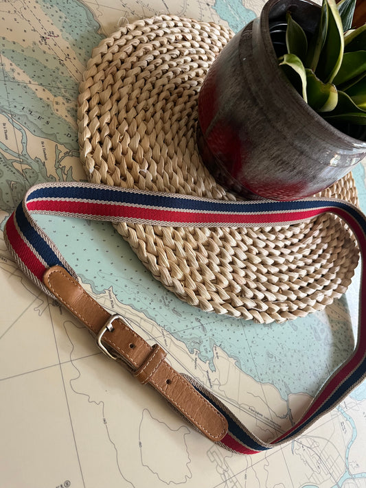 Vintage Leather and Striped Elastic Belt