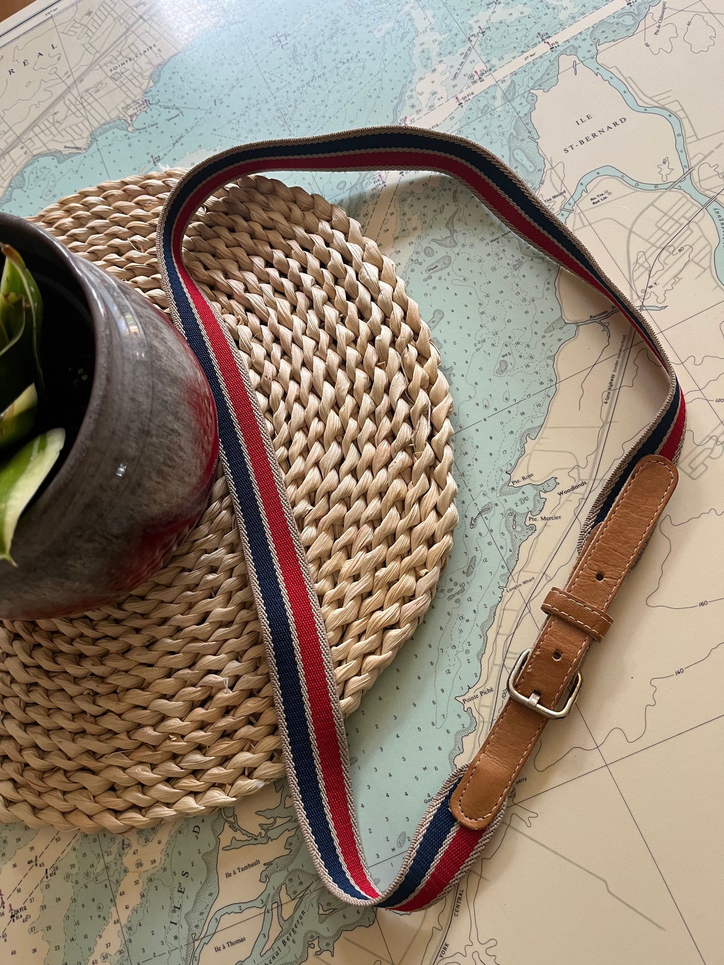 Vintage Leather and Striped Elastic Belt