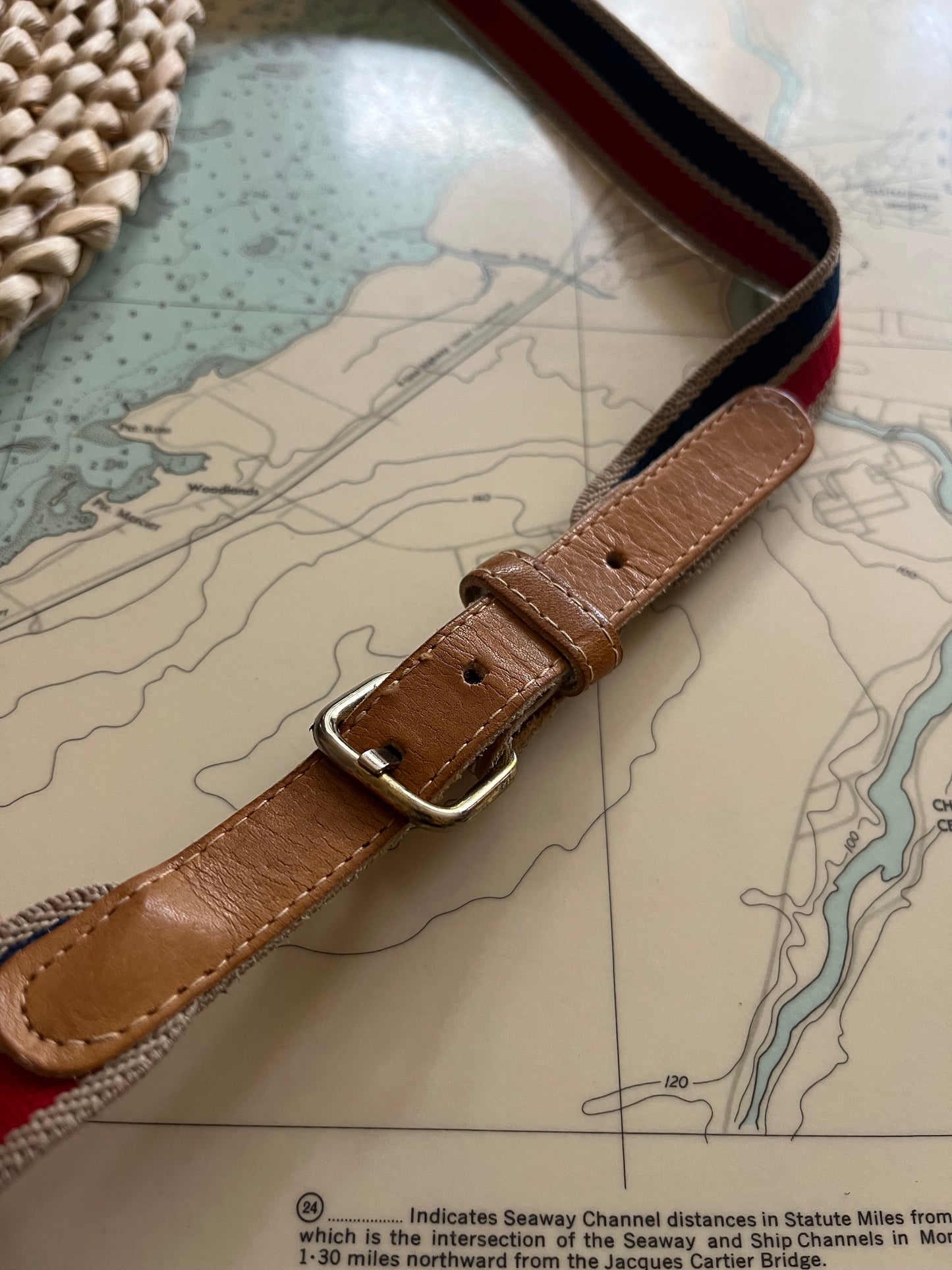 Vintage Leather and Striped Elastic Belt