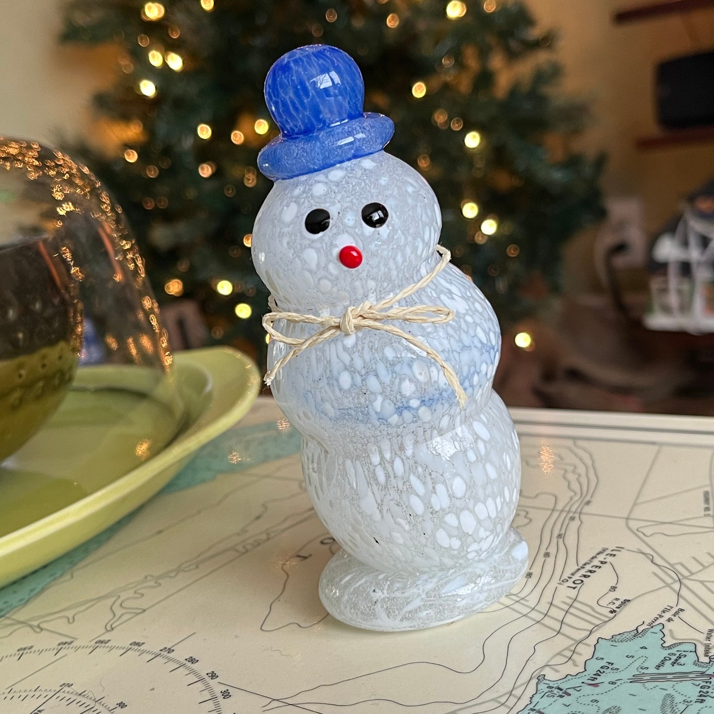 Handmade Solid Glass Snowman Figurine