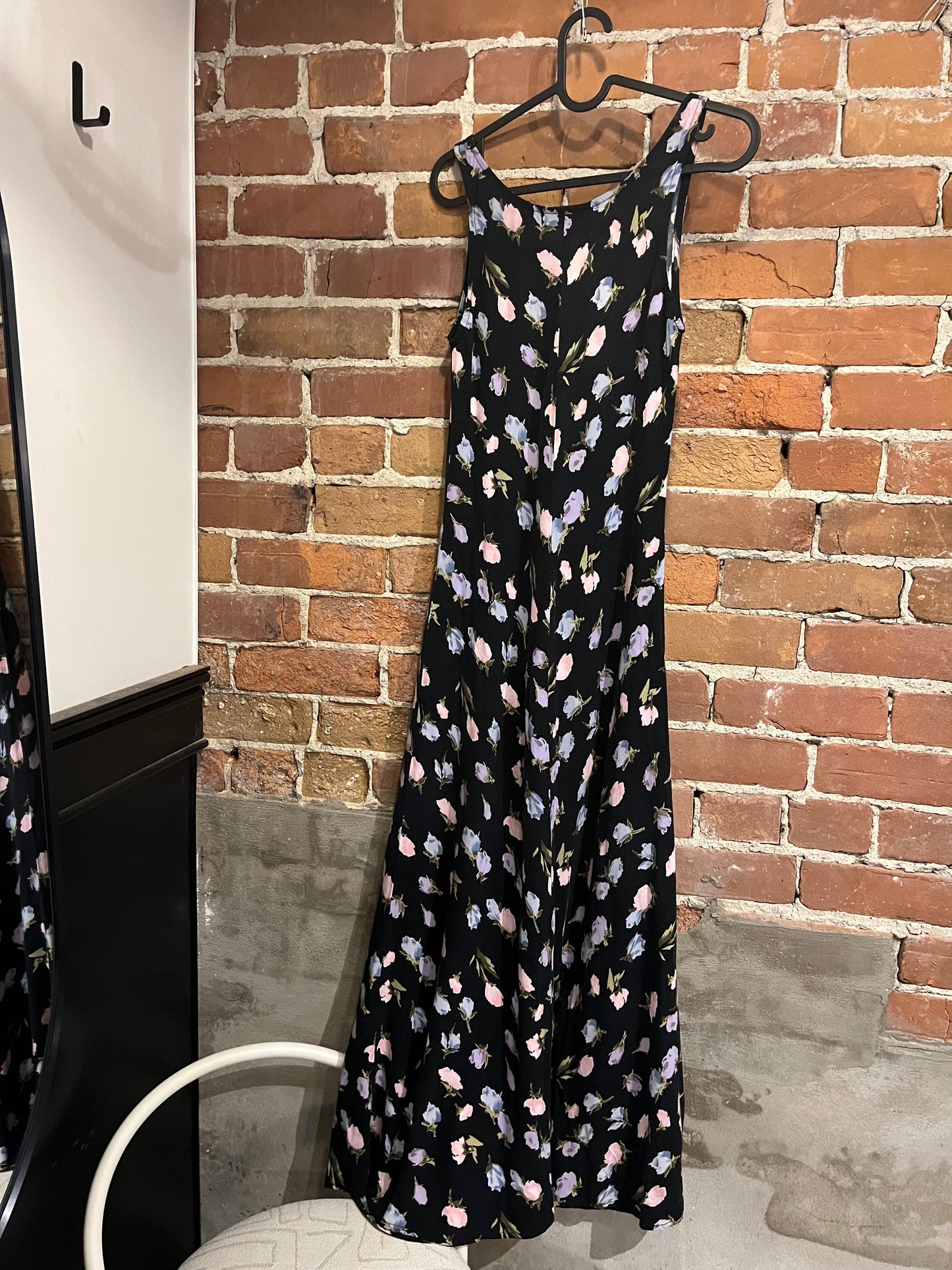 Vintage 90s Le Chateau Dark Floral Maxi Dress