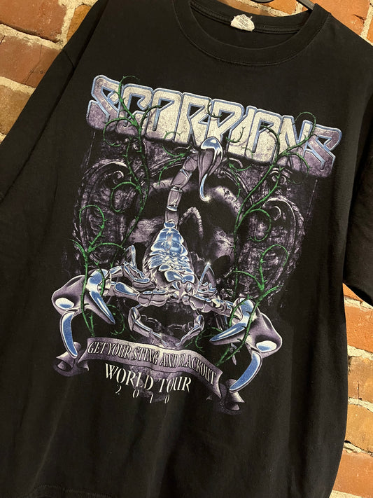 Vintage 2010 Scorpions World Tour Graphic Band Tee Shirt